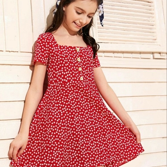 SHEIN Boho Square Neck Ditsy Floral Dress